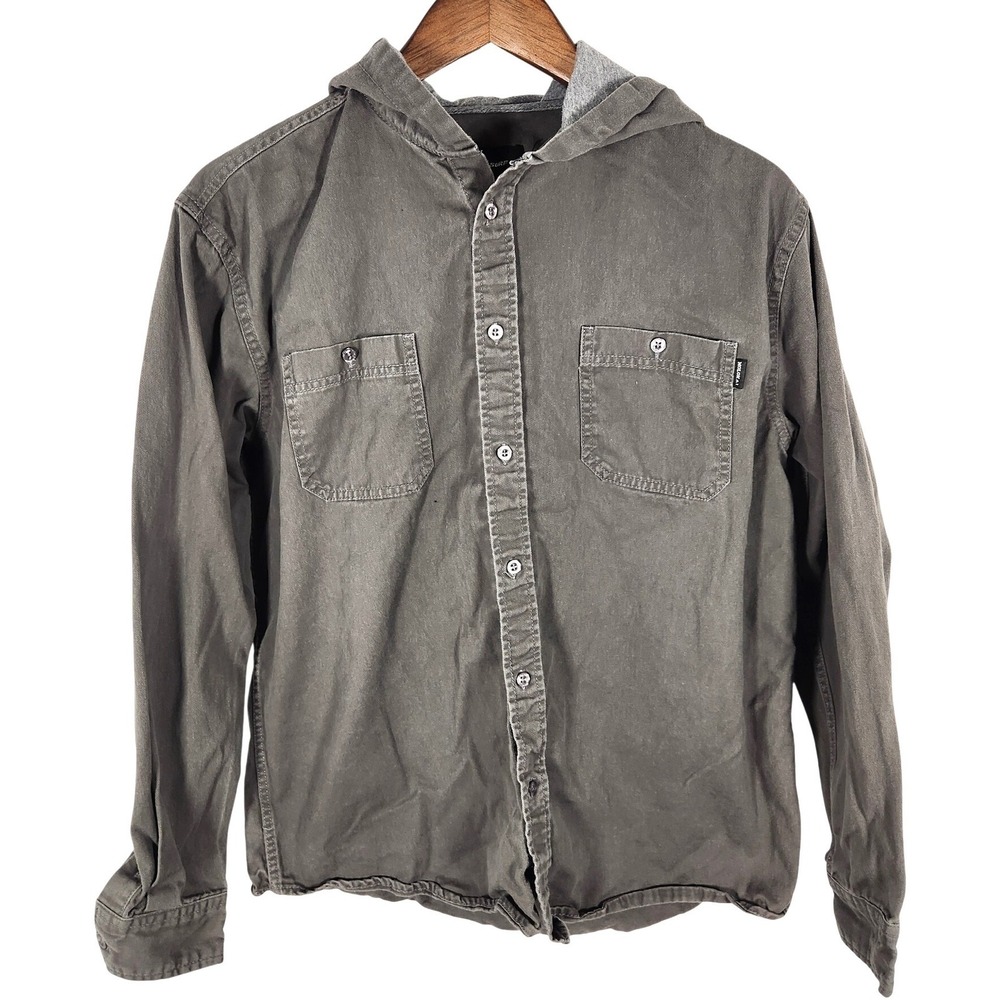 Molokai Surf Co. 100% Cotton Gray Hooded Shirt Jacket Size Large